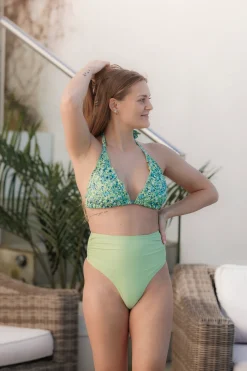 Cuba Ruffles bikinitopp - Pastellgrønn - Flower Paint*Careless Discount