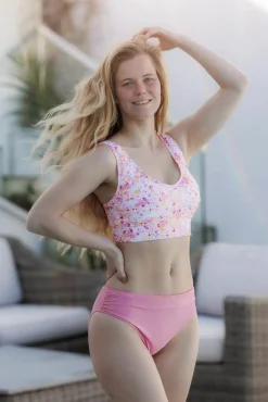 Miami bikinitopp - Lyserosa - Flower paint*Careless Sale