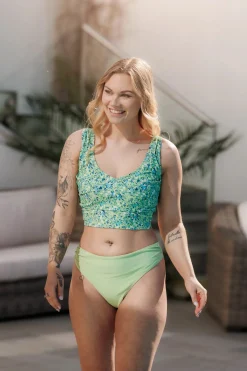 Miami bikinitopp - Pastellgrønn - Flower paint*Careless Discount