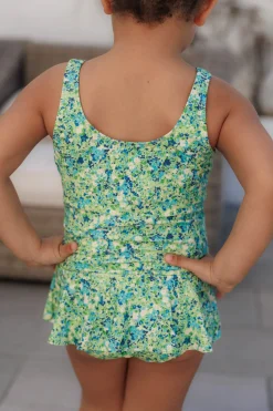 Nice Badedrakt Barn - Pastellgrønn - Flower Paint*Careless Discount